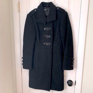 Bebe long black wool coat | XS